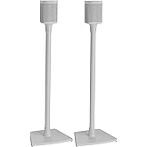 SANUS Speaker Stands Pair for Sonos One, One SL & Play:1 - Premium Fixed Height Speaker Stand w/Built-in Cable Management Channels & Easy 3-Step Install – White, Pair
