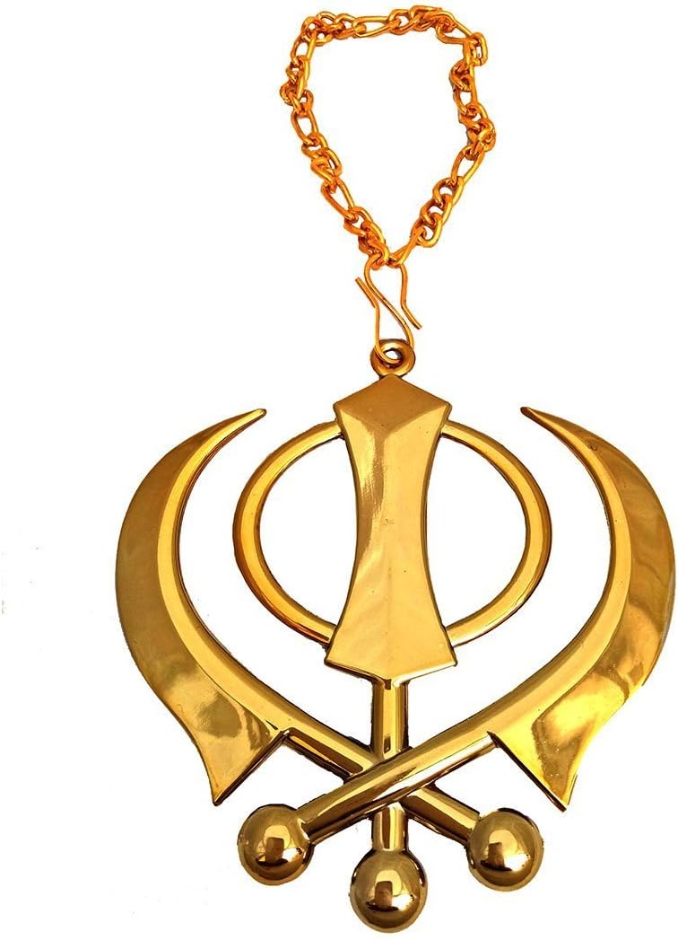 UNIVERSAL ICONS Galaxy Karmaa Golden Colour Khanda for Car Rear Mirror