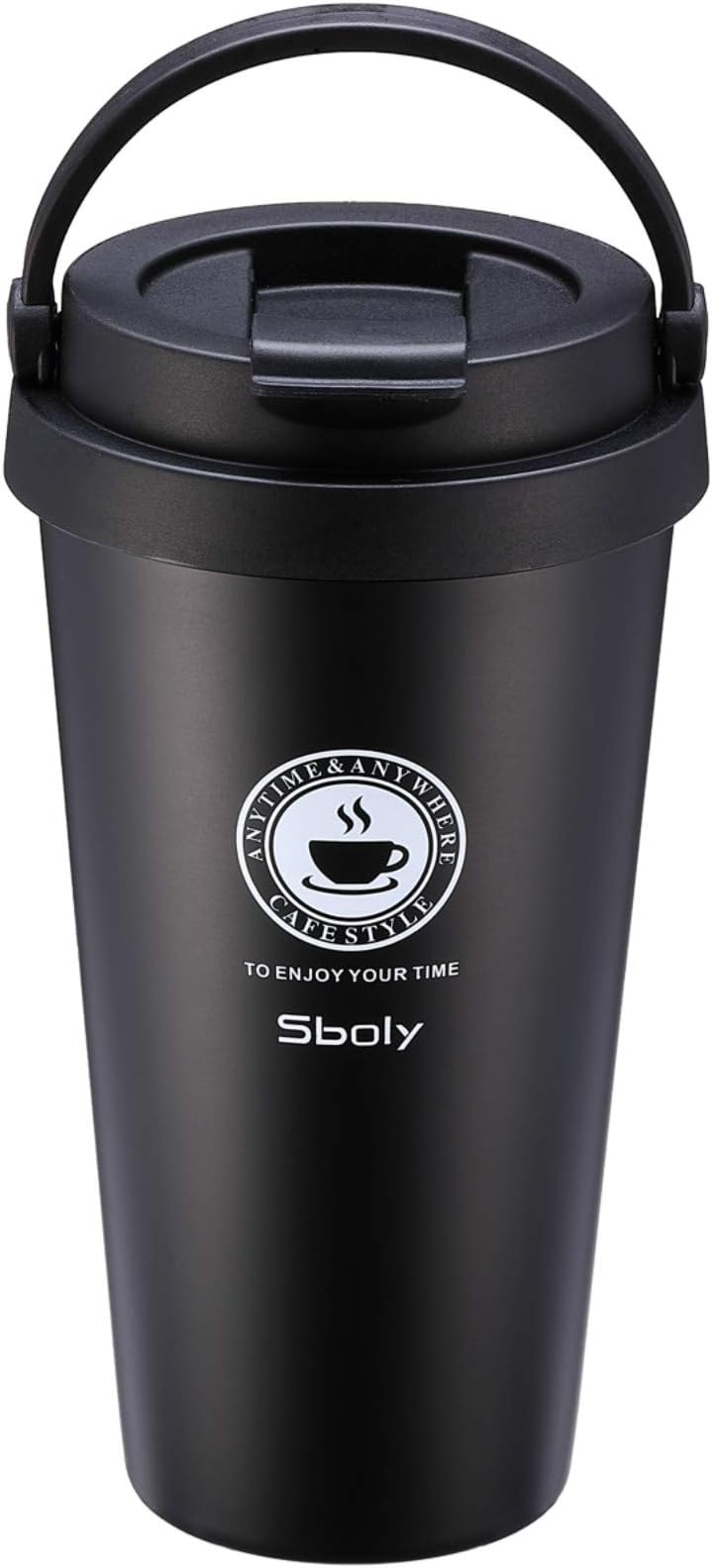 Sboly 16 Oz Vacuum Insulated Tumbler, Stainless Steel Vacuum Insulated Coffee Travel Mug with Spill Proof Lid, Double Wall Vacuum Insulation, Black