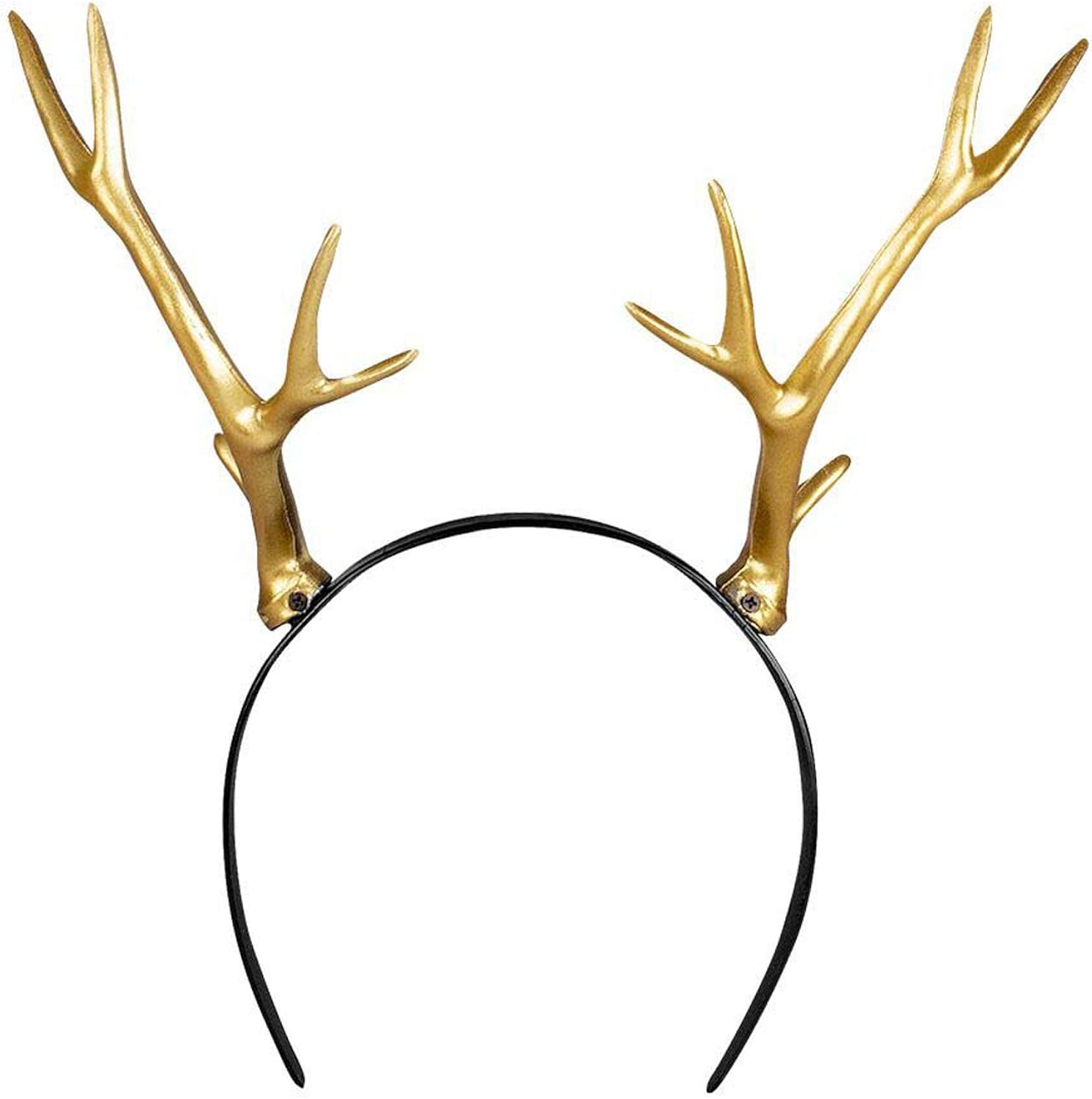 Boland 50025 50025 Tiara - Diadema de cuernos de plástico negro y dorado, renos, ciervo, carnaval, Halloween, fiesta temática, unisex, talla única