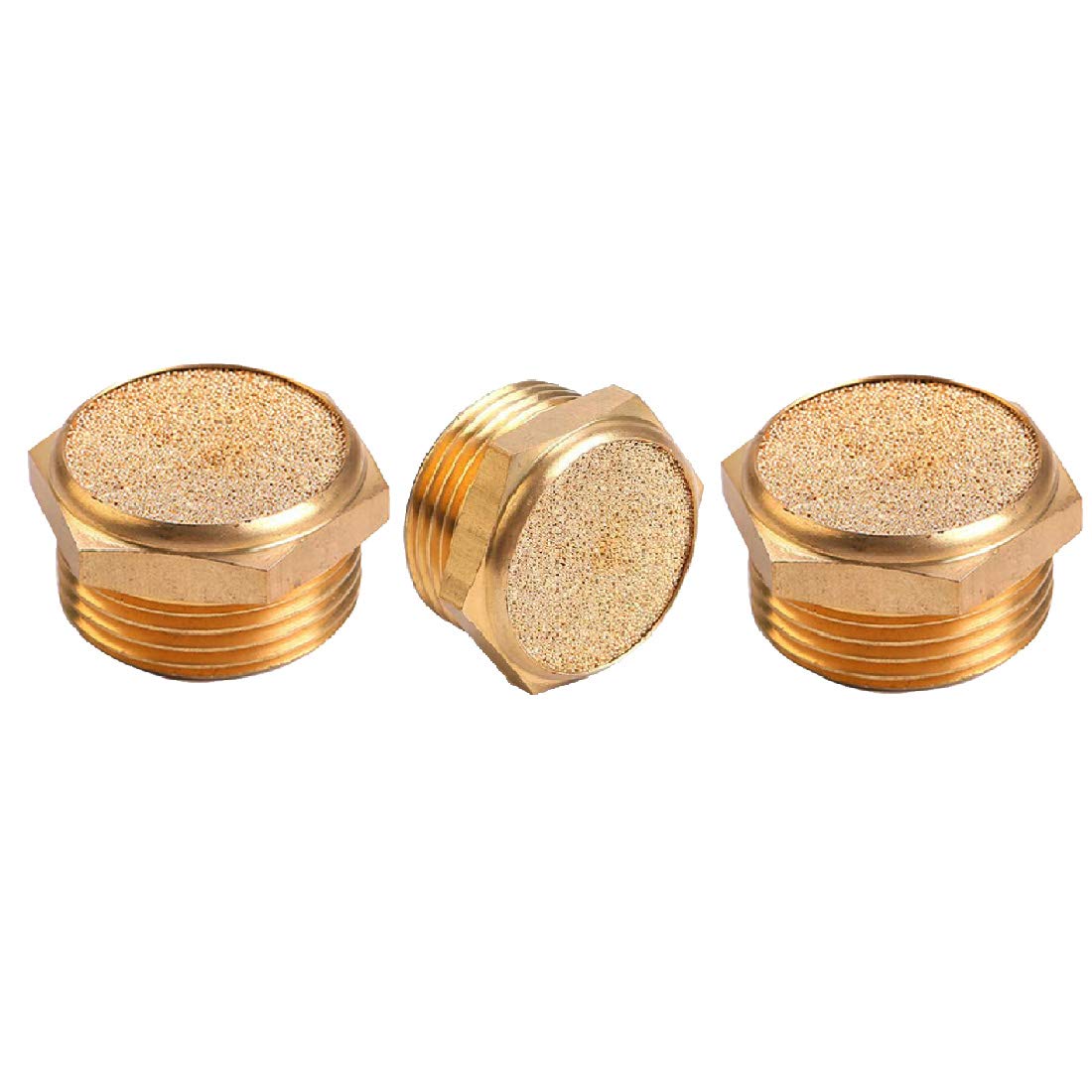 Beduan Sintered Bronze Pneumatic Exhaust Muffler, 3/4" NPT Male Air Silencer Fitting (Pack of 3)
