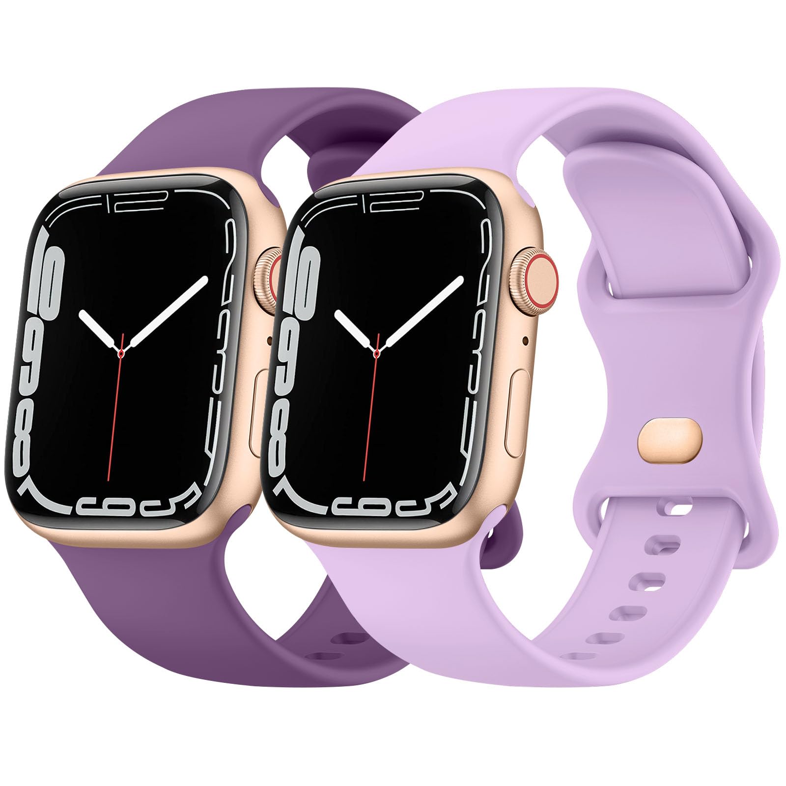 Silicone Straps compatible with Apple Watch Strap 38mm 40mm 41mm, Sport Replacement Band Compatible with Apple Watch Ultra, iWatch Series 8 7 6 SE 5 4 3 2 1 (Purple+Lavender, 38/40/41mm)