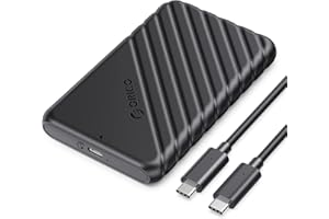 ORICO USB C Hard Drive Enclosure with USB C to C Cable for 2.5 inch SATA SSD HDD 6Gbps External Hard Drive Case Tool-Free with UASP for MacBook Pro Air,Black (25PW1C-C3)