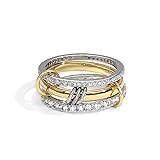 Gold Silver Rings for Women Non Tarnish, 18K Gold