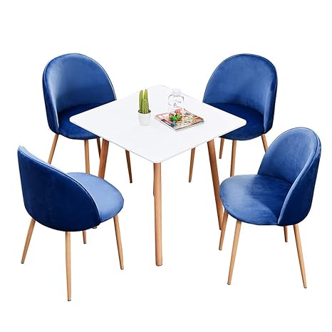 Boju 4 Navy Dining Room Chairs Velvet Fabric Set For Kitchen