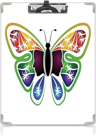 Amazon クリップボード 蝶 かわいい画板 象徴的な女性のシルエットミューズプリント装飾のモダンなイラスト装飾 タテ型 クリップファイル ワードパッド ファイルバインダー 携帯便利マルチ クリップファイル ボード 文房具 オフィス用品