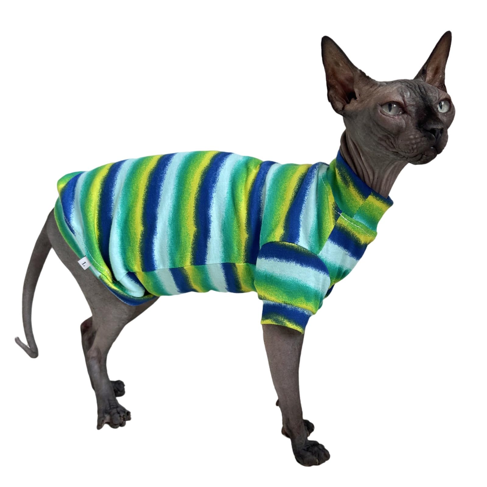 Photo 1 of Limited Edition Sphynx Cat Cotton T-Shirts Hairless Cat Sweatshirt Pet Kitten Clothes Round Collar Kitten Shirts Vest Cats & Small Dogs Apparel (Reflection, M (5.5-6.6 lbs))