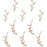 COGCHARGER 10 Pieces Leaf Cubic Zirconia Charms Pendant Brass CZ Charm Real 18K Gold Plated Pendant for Jewelry Necklace Earring Making Crafts