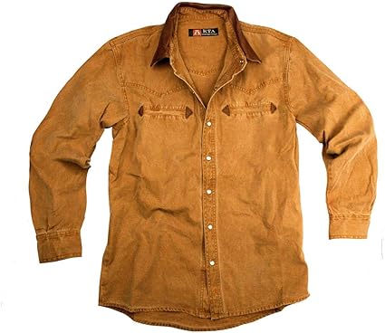 camisa color mostaza para hombre