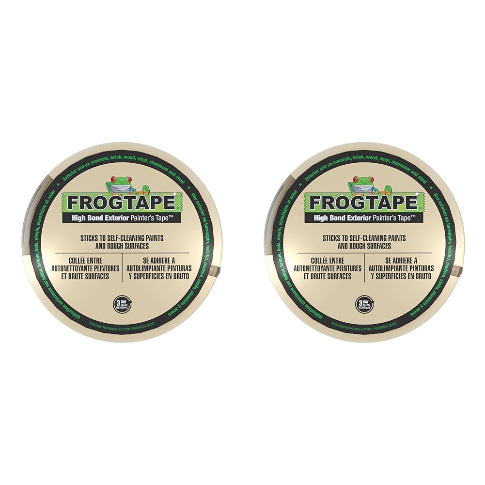 Frog Tape High Bond Exterior Painters Masking Tape 36mm x 55m, High Adhesion for Painting Outdoors, Painters Tape for Exterior Surfaces, Wood, Metal, PVC and Glass (Pack of 2)