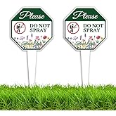 WEBEEDY 2 Pack No Spray Signs Double Side Yard Signs with Spake, Please Do Not Spray Thank You Sign for Yard Lawn Garden, 6x12 Inch Rustproof Aluminium Keep Off Grass Lawn Sign for Outdoor Use