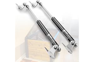 17Inch 150Lbs/667N Gas Struts Spring Shocks Lift Support with L Brackets for RV Murphy Bed Heavy Duty Tool Box Cabinet Trap Basement Door Floor Hatch Lid Truck Canopy Cover Trailer 2pcs by IAQWE