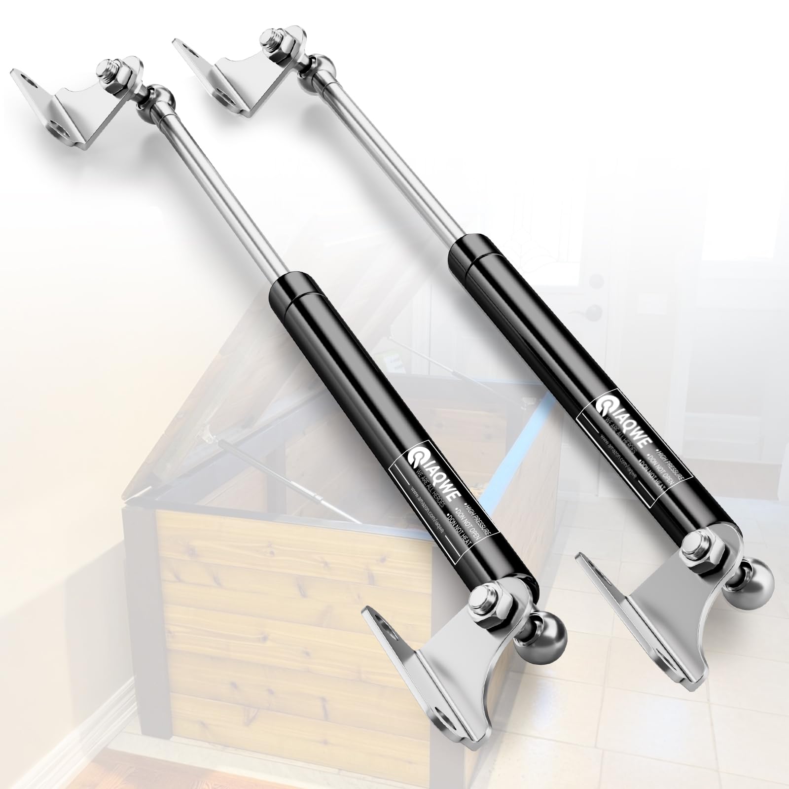 Photo 1 of 17Inch 150Lbs/667N Gas Struts Spring Shocks Lift Support with L Brackets for RV Murphy Bed Heavy Duty Tool Box Cabinet Trap Basement Door Floor Hatch Lid Truck Canopy Cover Trailer 2pcs by IAQWE
