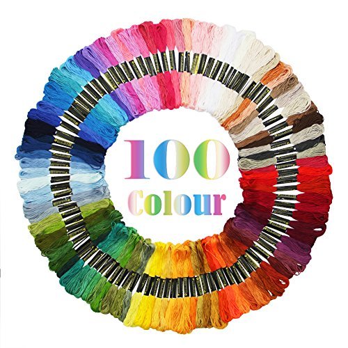 Maggift Rainbow Color Embroidery Thread,Cross Stitch Threads, Bracelets Floss, Crafts Floss, 100 Skeins