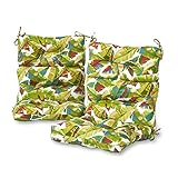 Greendale Home Fashions Outdoor High Back Chair Cushion (set of 2), Palm Multi
