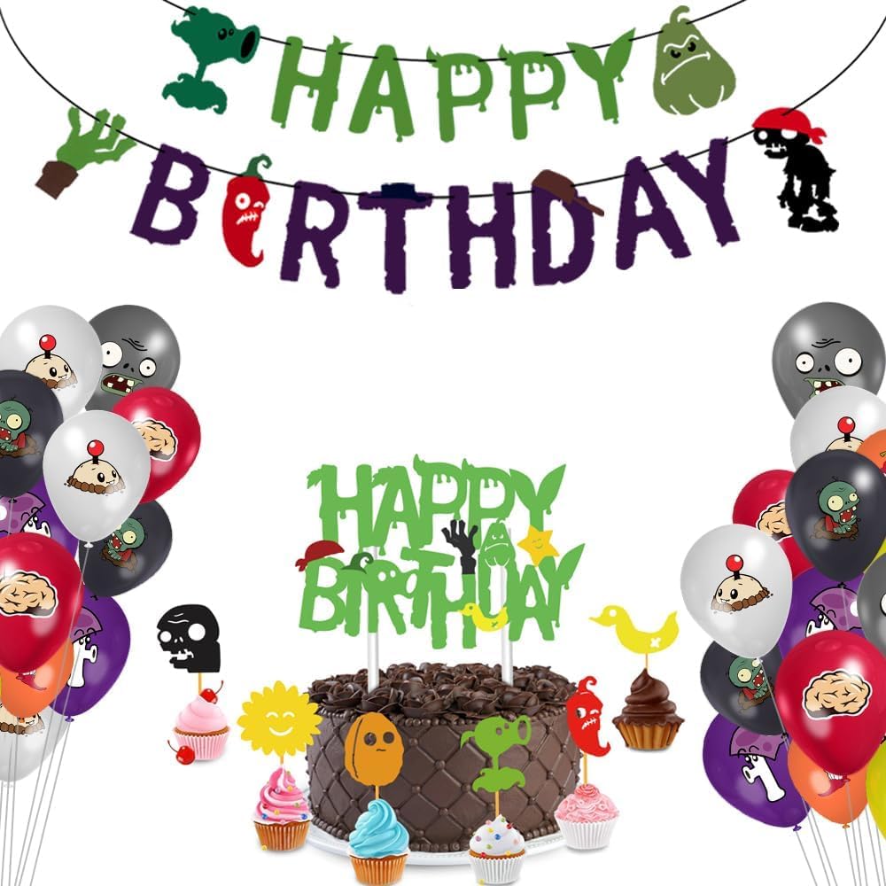 Mua Plants Vs Play Game Zombies Party Kit -HAPPY BIRTHDAY Banner, Cake ...
