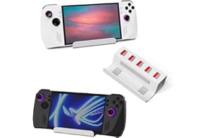 JOYTORN Stand Base Holder for ASUS Rog Ally X/Steam Deck,Frosted Aluminum Alloy Playstand for Rog Alloy with SD Card Slots,Anti-Slip Silicone Pad-White
