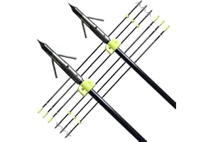 AMEYXGS 6/12pcs Archery Fiberglass Bowfishing Arrow Bow Fishing Arrows with Broadheads and Safty Slides for Compound and Bow Recurve Bow Fishing Hunting