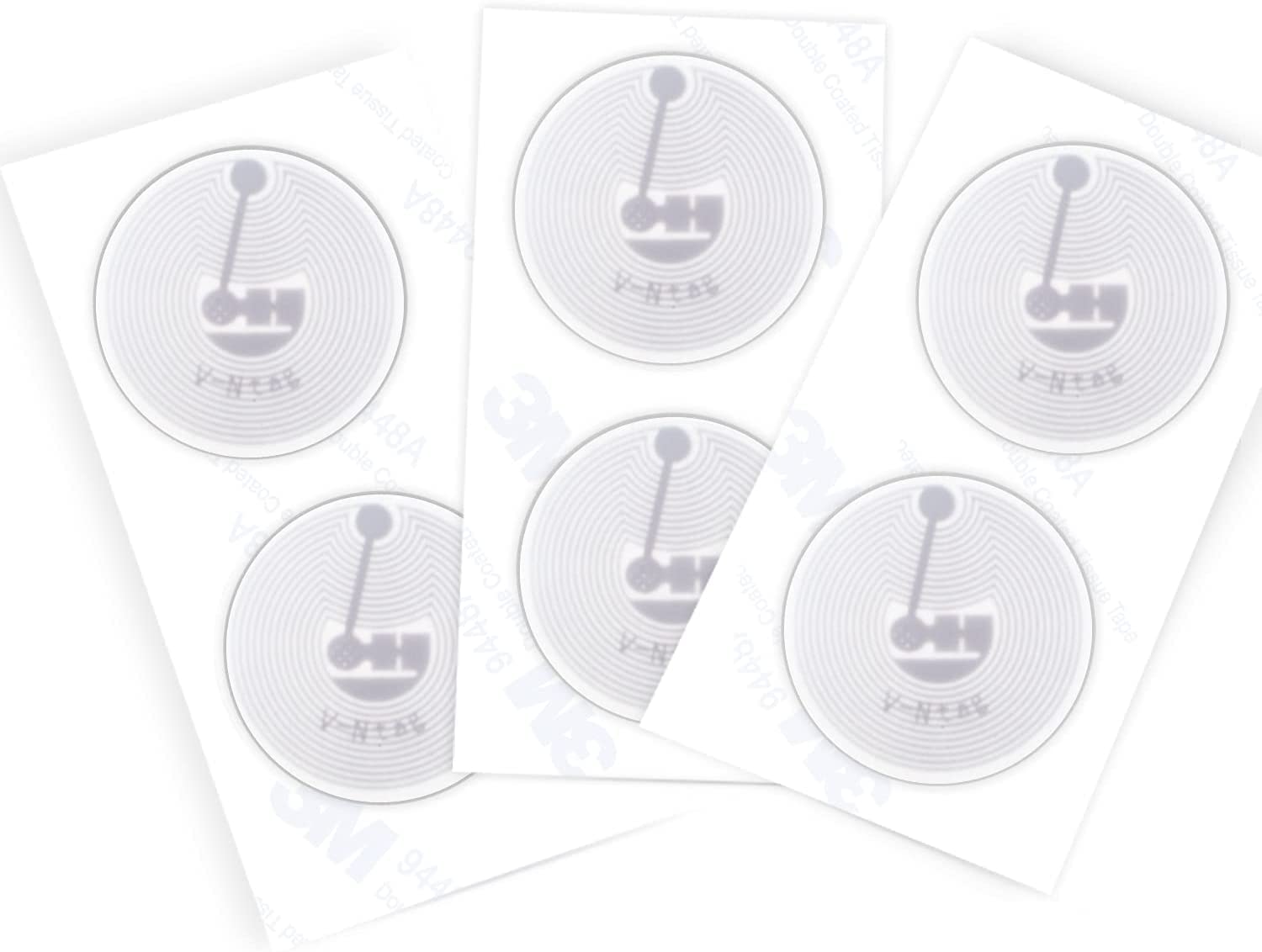 SANPOPO 10 NFC Tags, NTAG215 NFC Tags,NFC Sticker Anti Metal, White Round 25mm(1 inch) NFC Stickers,Compatible with TagMo and Amiibo with Adhesive Back