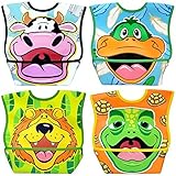 Dex Baby Dura-bib Big Mouth- 4 Pack (Cow, Duck, Lion, Turtle) 6-24 Months
