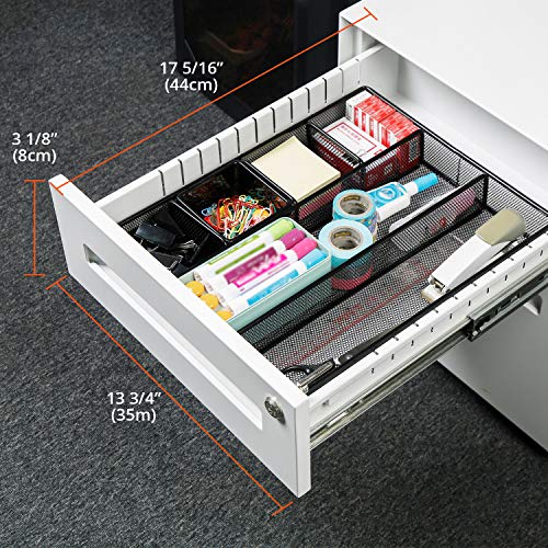 DESIGNA Desk Drawer Organizer Tray, Metal Mesh Pencil Organizer for Desk Drawer, for Home Office and School, Black