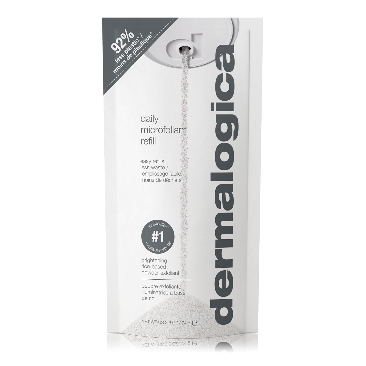 Dermalogica Daily Microfoliant - Gentle Face Exfoliator Scrub Powder with Salicylic Acid, Rice Enzymes and Papain - Achieve Brighter, Smoother Skin Every Day, 74g Refill