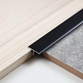 Trimold 3Pcs Aluminum T Molding Trim &amp; Floor Transition Strips, Flat Divider Strip for Door Threshold and Joining Flooring Gaps of Laminate Planks Tile (2.9Ft x 0.8In, Matte Black)
