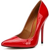 Enelauge Women's Stiletto Pointed Toe Slip On High Heel Zapatos Ladies Wedding Party Pumps Plus Size