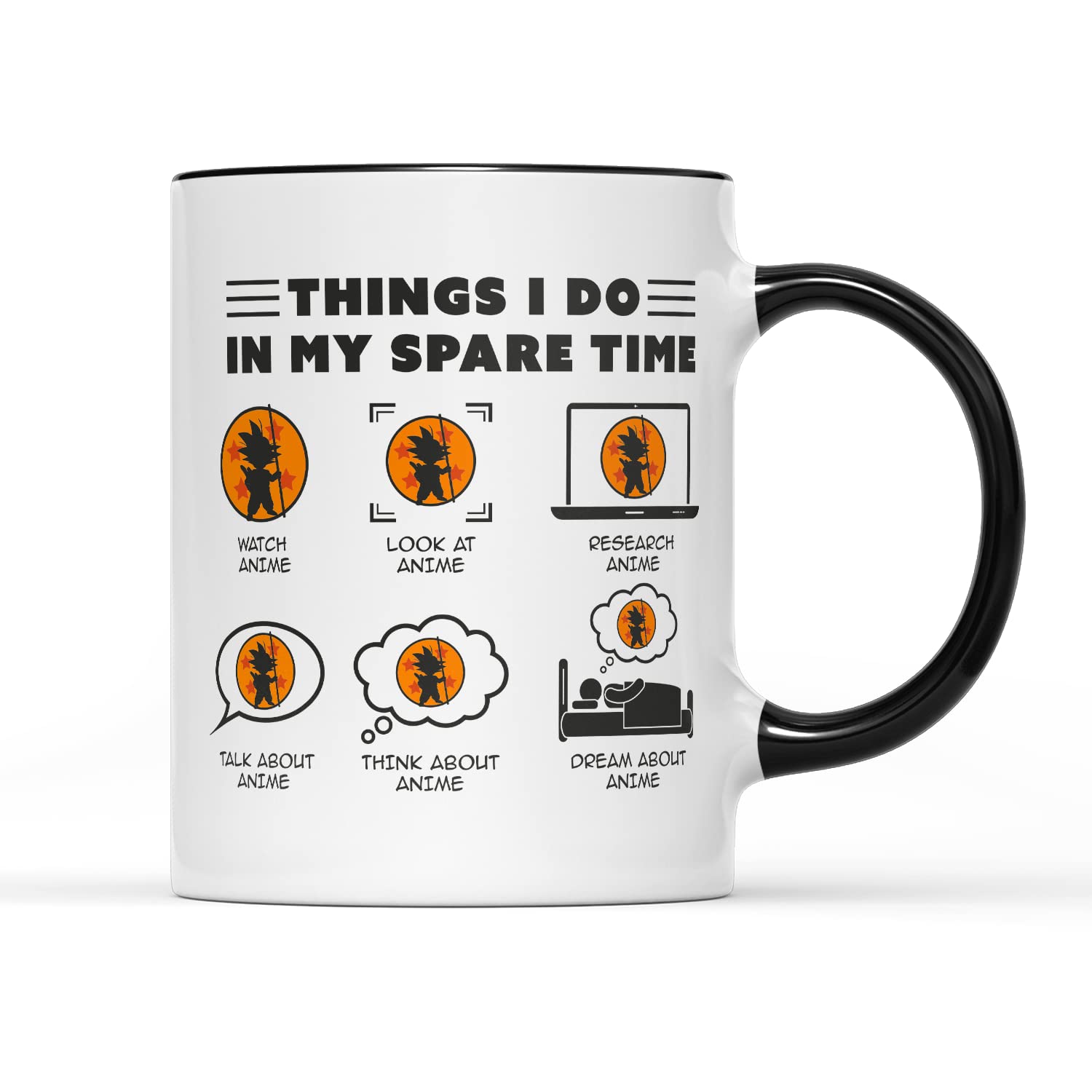 in My Spare Time Anime Mug - Japanese Cosplay Manga Inspired Merch Merchandise Gifts Present Idea Birthday Christmas Men Women Boys Girls Ceramic Coffee Tea Cup (Black Handle Prime)