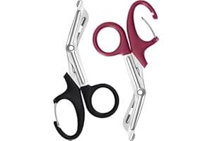 GRICARE 2-Pack Trauma Shears Medical Scissors with Carabiner-7.5" Bandage Nursing Scissors, Titanium Coated Non-Stick Blades Stainless Steel Surgical EMT Scissors for Nurses, Doctor, Nursing Students
