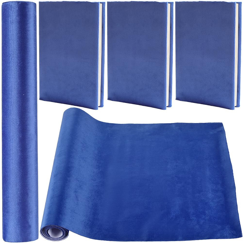 CRASPIRE 200 x 42cm Velvet Book Cloth for Book Binding Royal Blue Fabric Surface Paper Backed Bookcover Notebook Wraps Protector Bookbinding Supplies for Books Album DIY Scrapbooking Supplies