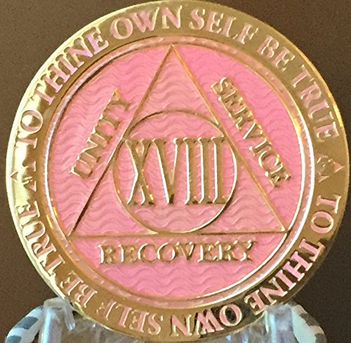 Recoverychip 18 Year AA Medallion Reflex Pink Gold Plated Chip XVIII