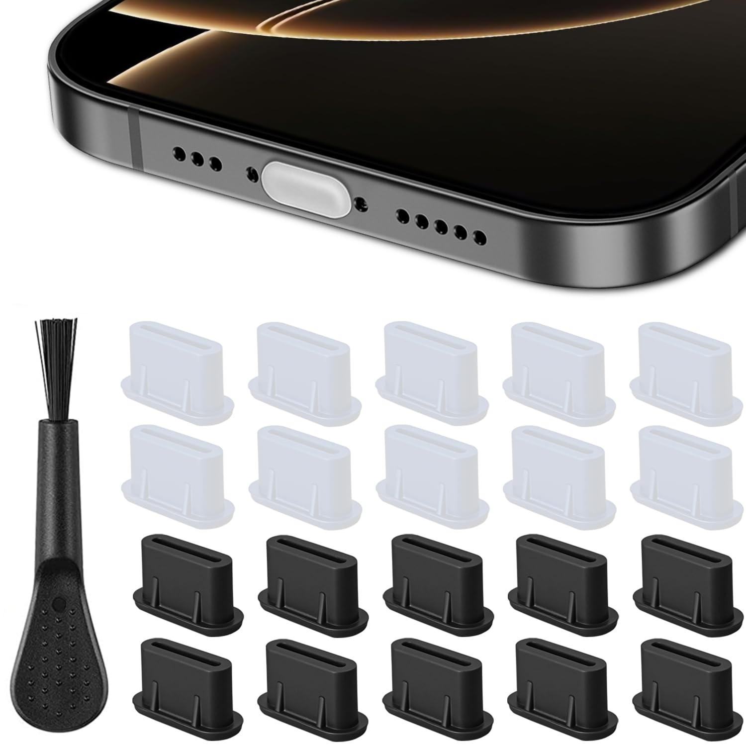 USB C Dust Plug, 20 Pack USB C Port Plug Cover Silicone USB C Cover Type-C Charging Port Protector Cover for iPhone Ari,17,15,16 Series, Samsung Galaxy S25-S20,Note,A Series, All USB C Devices