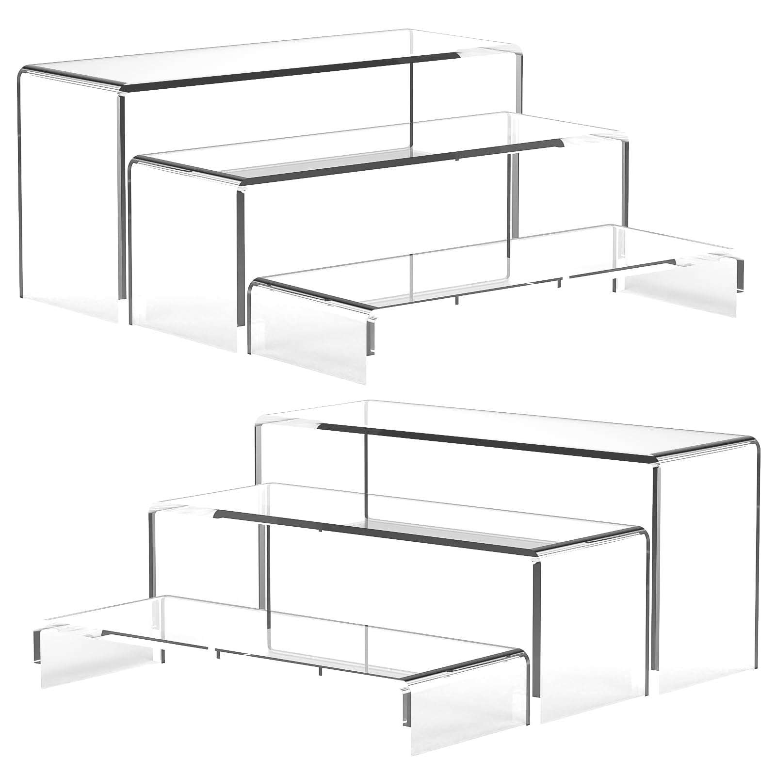 9 Inch Riser Platform SOVQUEST 9 Inch Risers Display Stands 6 PCs 3 Tiers Desktop Clear ...