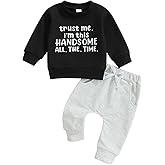 Toddler Baby Boy Fall Clothes Letter Print Long Sleeve Sweatshirt Elastic Pants Cute Kids Winter Outfits