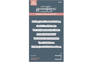 Spellbinders BetterPress Cuckoo Cottage Sentiments Plaque de presse et matrice de découpe Phrases de vacances et célébrations