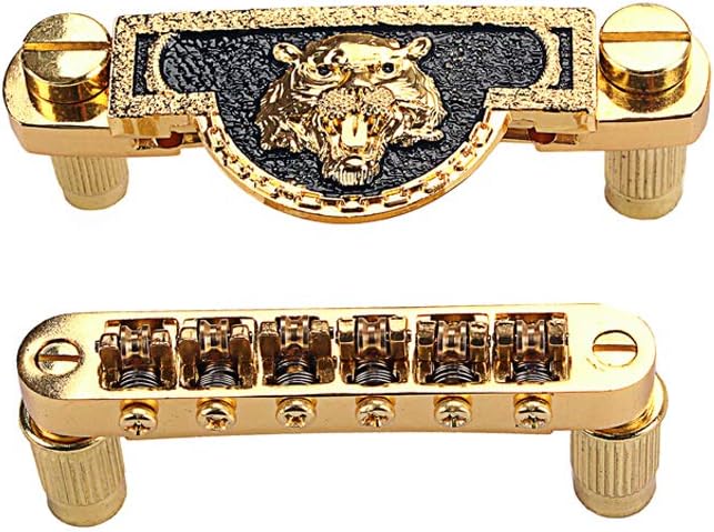 Alnicov Electric Guitar Tailpiece Bridge and roller saddle Tune-O-Matic - Gold Tiger Head - Image 3