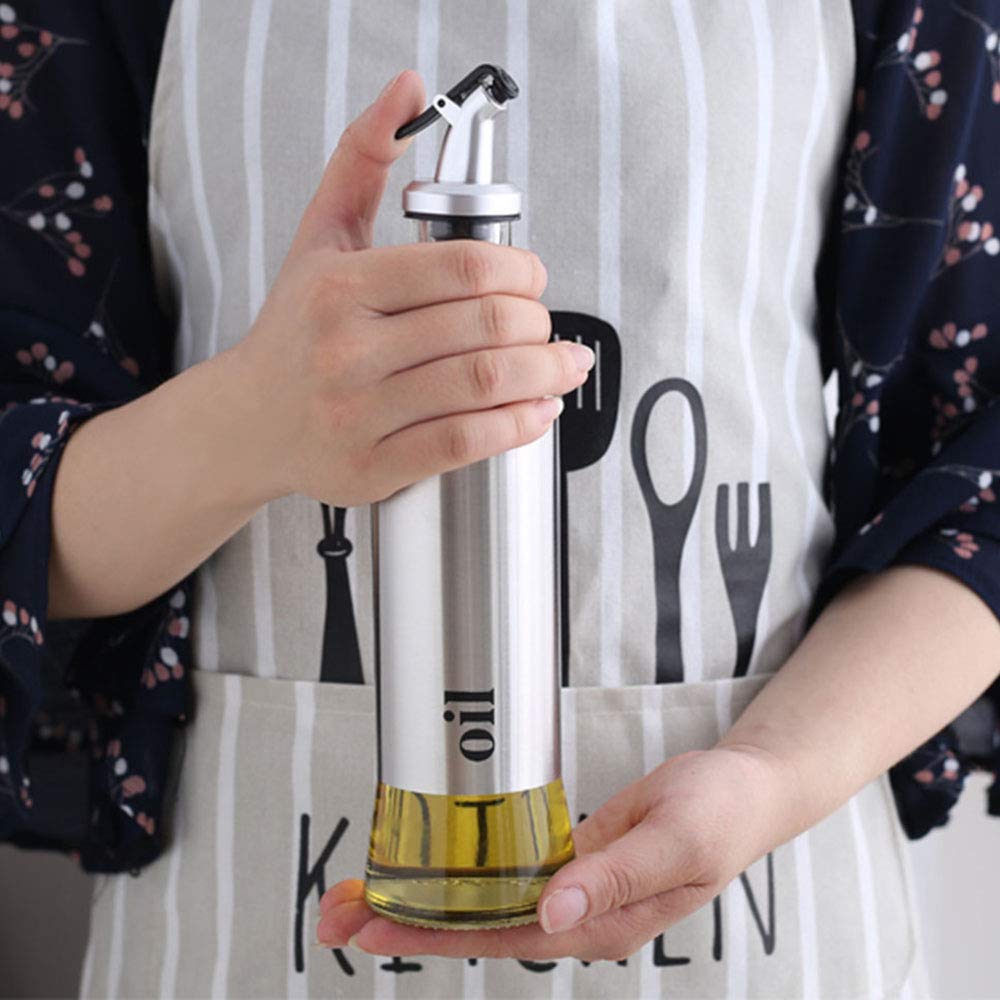 Olive Oil Bottle, Vinegar and Sauce Dispenser, 11ounce/300milliliter Olive Oil Dispenser with Drip-Free Spout and Stainless Steel Funnel for Kitchen BBQ Camping（3 Pack）