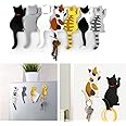 Comidox Cute Multifunction Cat Magnetic Refrigerator Sticker Fridge Magnet Hanging Hook 2 in 1 Gray cat/Black white cat/Yellow striped cat/Gray Yellow striped cat 4pcs