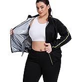 LAZAWG Sauna Suit Women Plus Size Sweat Jacket Long Sleeve Zipper Sauna Shirt Only Top for Workout Gym Exercise