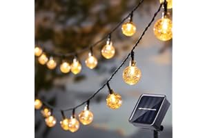 LSLCQW Solar String Lights, Small Crystal Ball Light，Outdoor String Light 60 LED 40ft 8 Lighting Modes Waterproof Solar Powered Patio Solar Light for Garden Yard Porch Wedding Party Decor (Warm White)