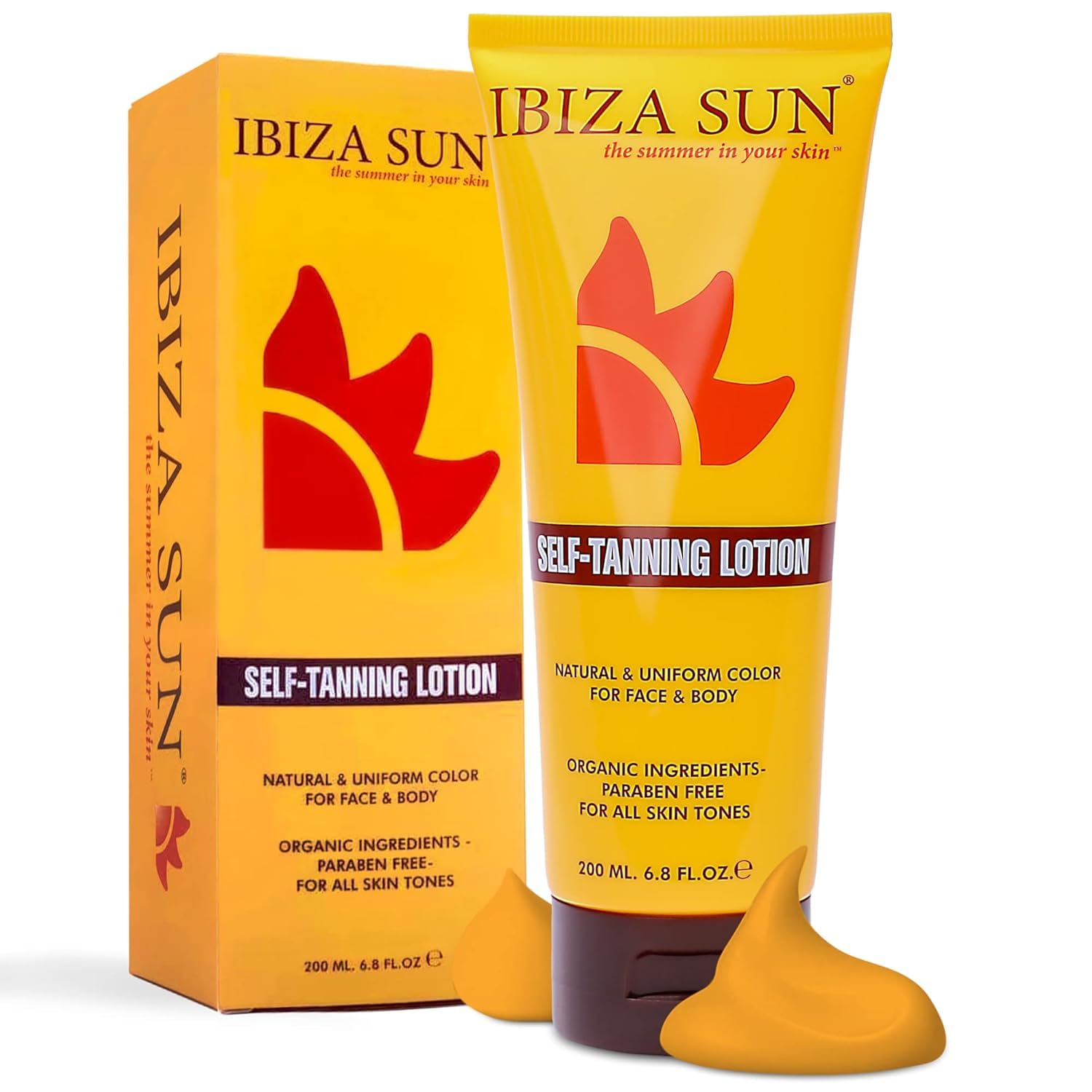 Ibiza Sun Self Tanner – Natural & Organic Sunless Tanning Lotion with Vitamin E & Aloe Vera – Streak-Free, Fast-Absorbing & Fragrance-Free – Long-Lasting Glow for Face & Body, All Skin Types