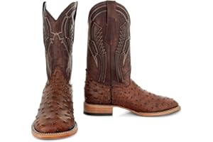 Soto Boots Men's Out of the Wild Ostrich Print Cowboy Boots, Exotic Print Men's Cowboy Boots, Western Boots For Men H50031