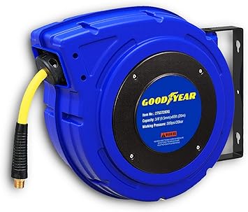X 25 Ft Goodyear Steel Retractable Air Compressor Water Hose Reel With 3 8 In Air Tool Accessories Business Industrial