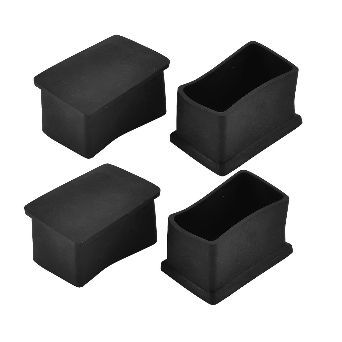 sourcing map Rubber Rectangle Chair Leg Caps End Pad Feet Cover Furniture Slider Floor Protector 50mm x 30mm 4pcs Black, Reduce Noise Prevent Scratch