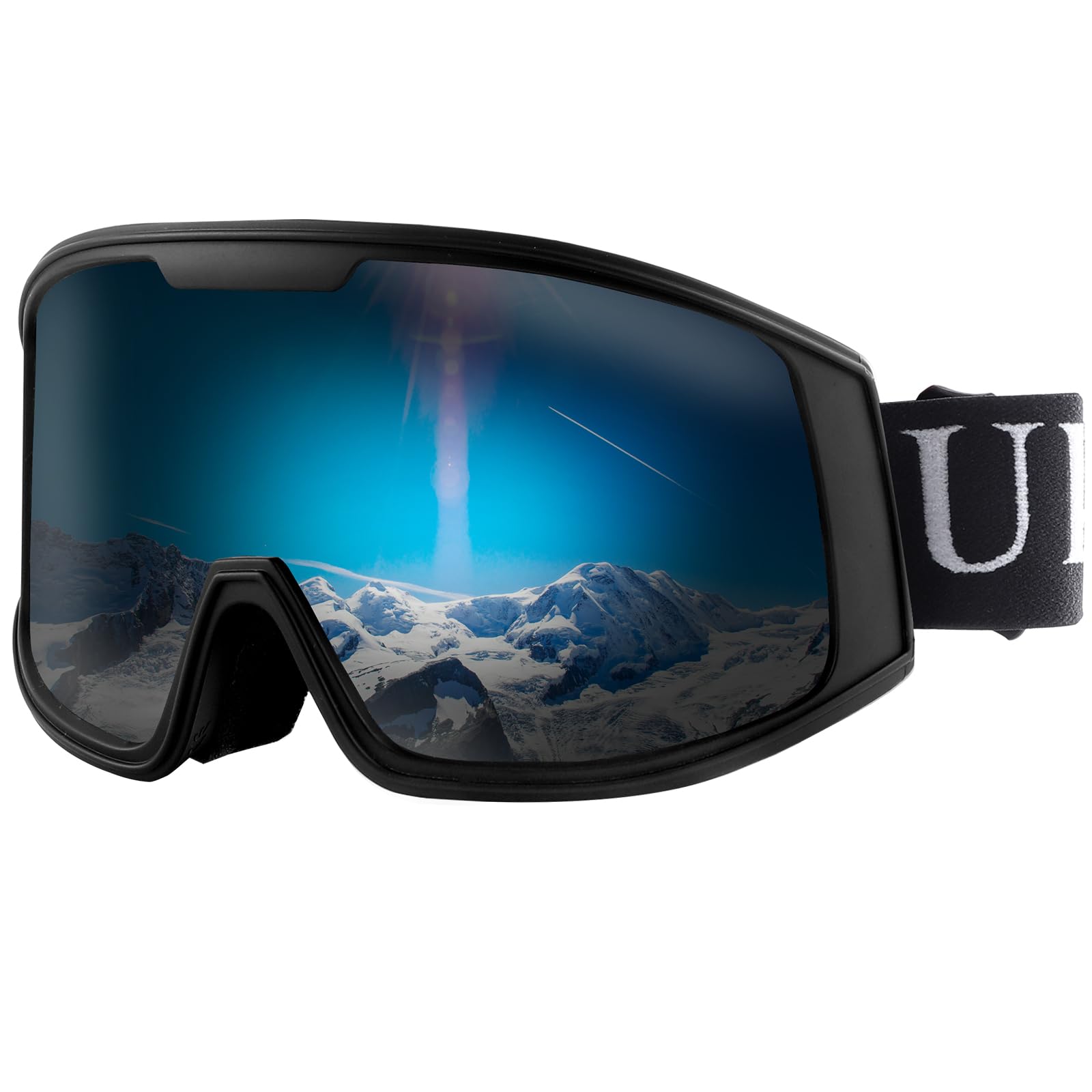 Photo 1 of Ukoly Ski/Snowboard Goggles for Men Women, Snow Goggles HD Lens Anti-Fog Coating OTG Design UV400 Protection Windproof (Black Frame Black HD Lens)