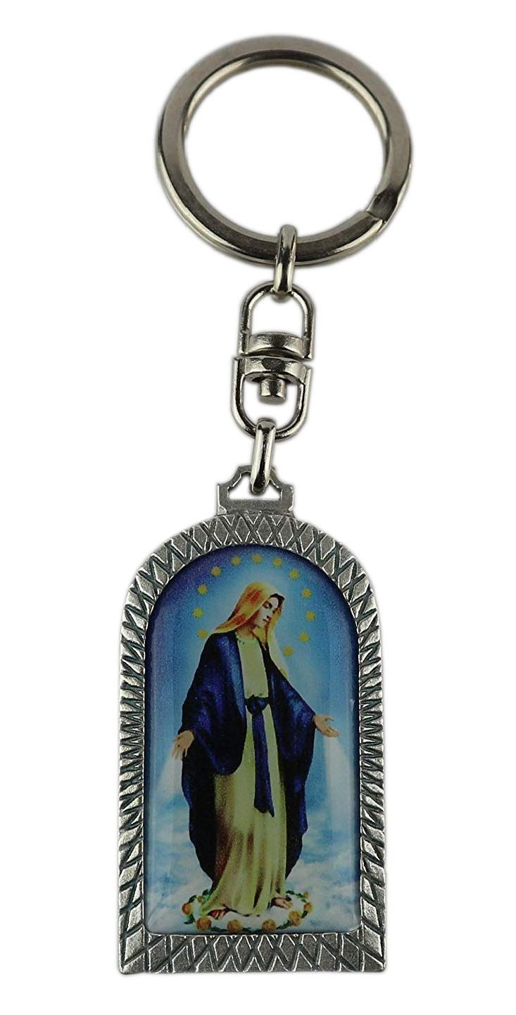 Eurofusioni Silver Plated Keyring with Image Miraculous Madonna