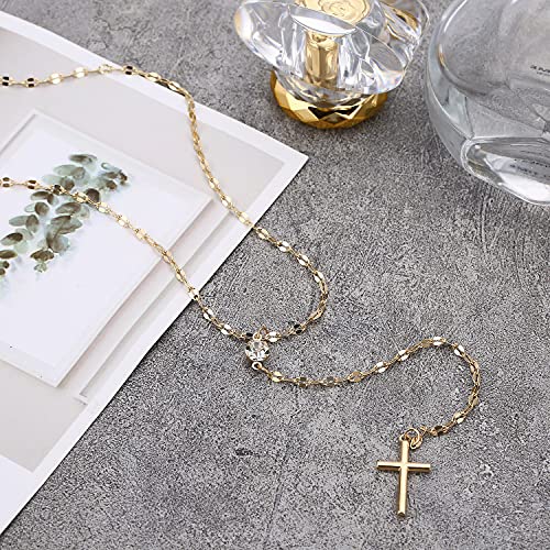 Pinsparkle Cross Necklaces For Women Men 5A Cubic Zirconia Y Necklace Dainty Necklace Silver Cross Chain