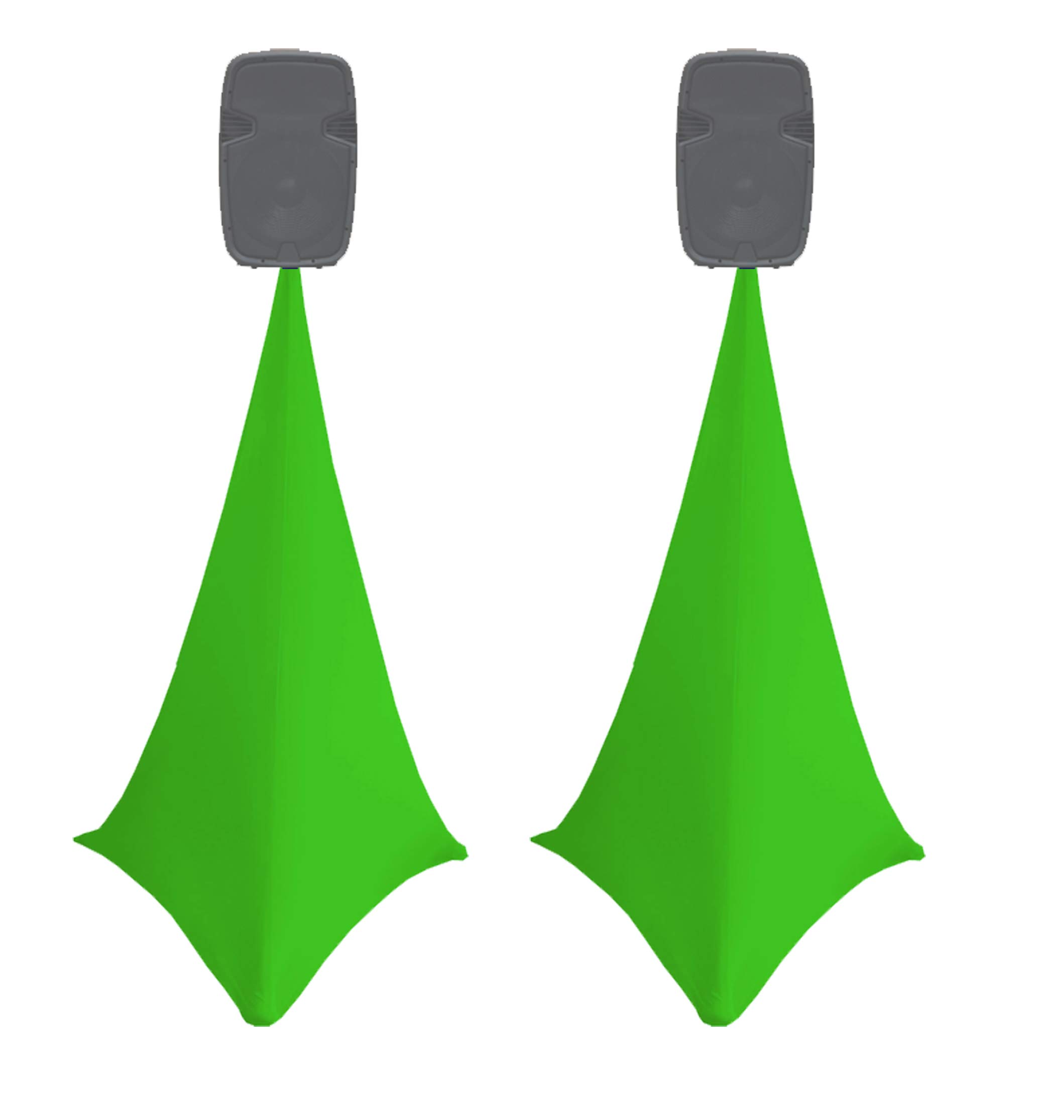 2x spandex stretch speaker stands scrims, DOUBLE SIDED tripod cover (light green)