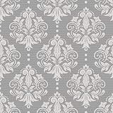 SimpleLife4U Peel & Stick Drawer Liner Removable Contact Paper for Covering Apartment Old Cabinets Shelves, Gray-White Damask, 17.7 Inch By 9.8 Feet